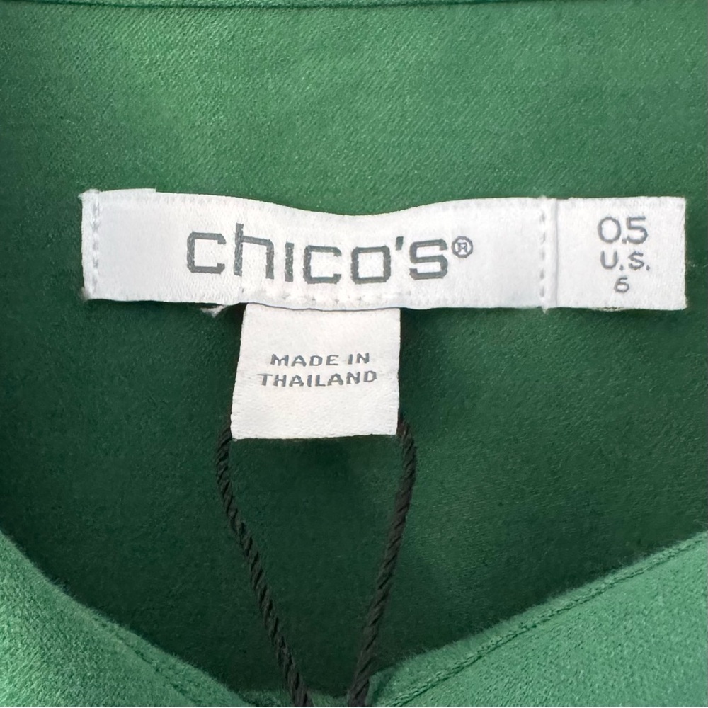 Chico’s Blouse Womens Button Up No Iron Stretch Juniper Green Size 6 Chico’s 0.5 - Picture 3 of 6